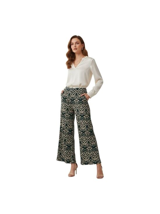 French Laundry Pants - French Laundry Size M Black Brown Print Wide Leg Pants